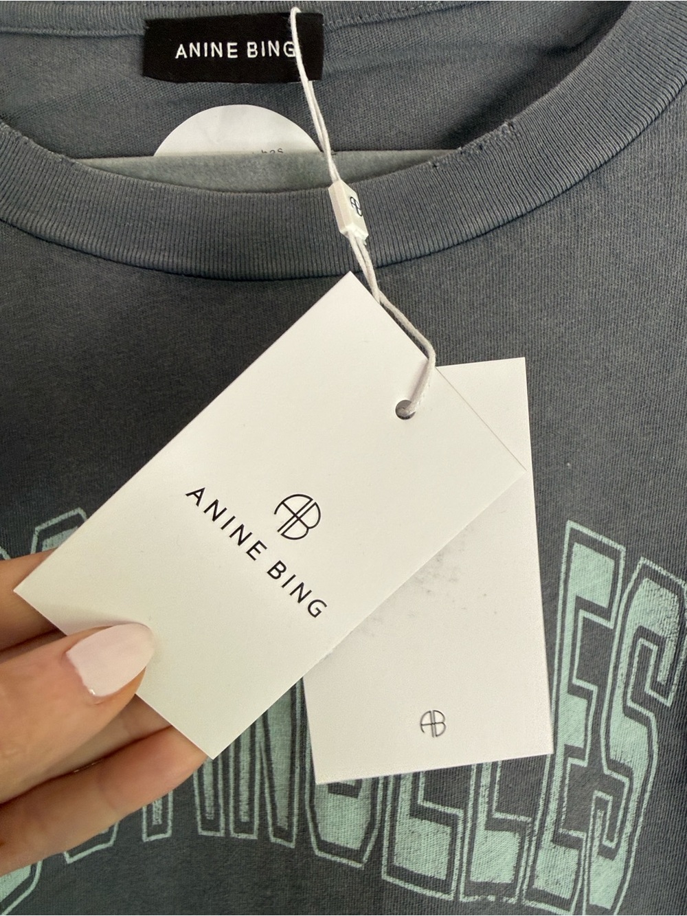 🤩 MUST HAVE!! Anine Bing Johnny Cropped Washed Gray 'Los Angeles' Graphic Tee - Picture 7 of 7